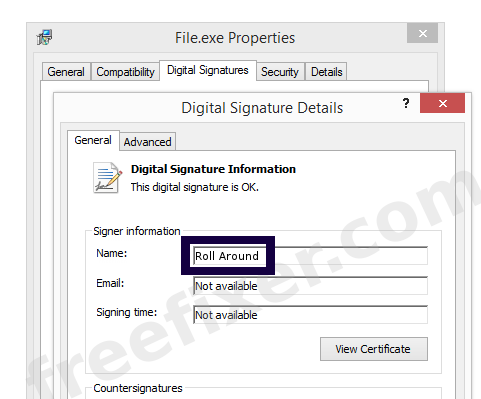 Screenshot of the Roll Around certificate